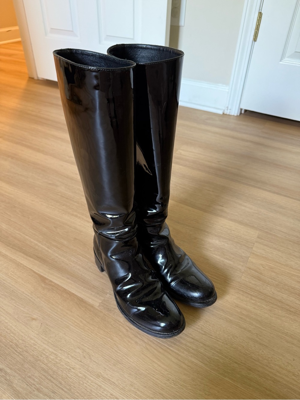 Prada Black Patent Knee-High Women's Boots